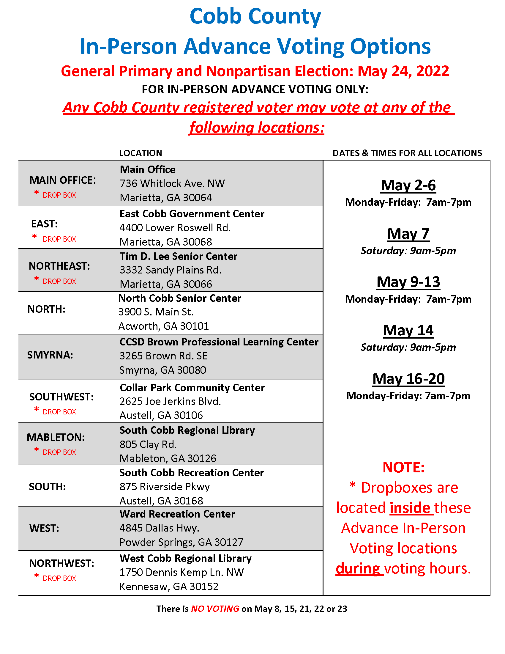 East Cobb Elections Update: How To Vote In The May 24 Primary - East ...